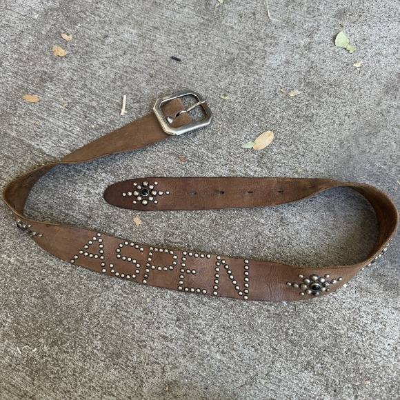 Old Stud Handmade Accessories - Brown Old Stud Handmade ASPEN Studded Belt Vintage Style Studded Rockabilly